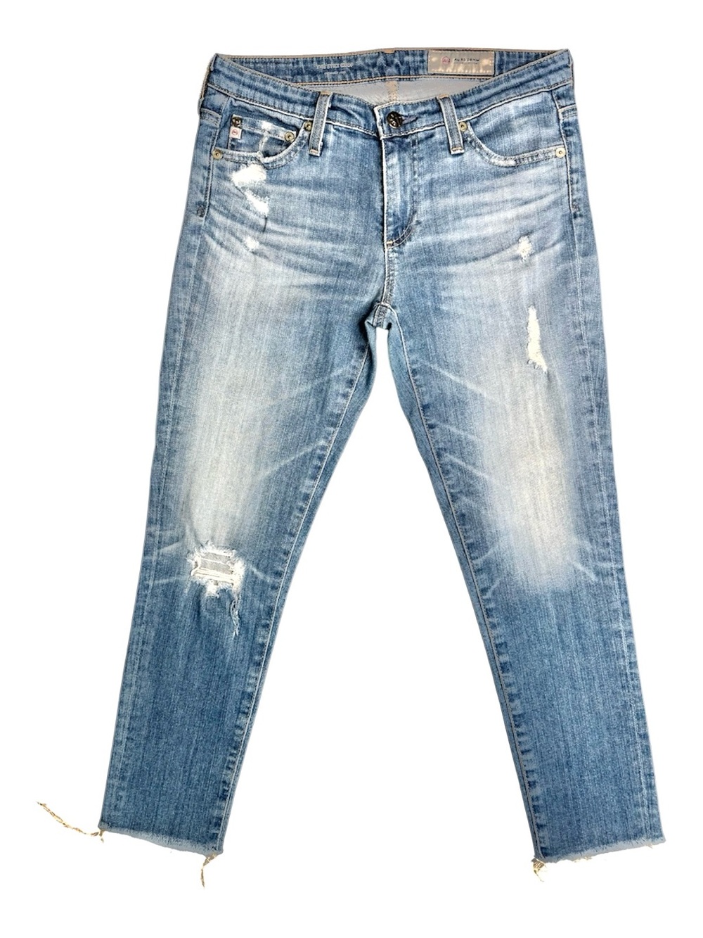 AG ADRIANO GOLDSCHMIED Women’s Light Blue Distressed Cropped Jeans